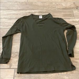 Pink Olive Green Long Sleeve Shirt